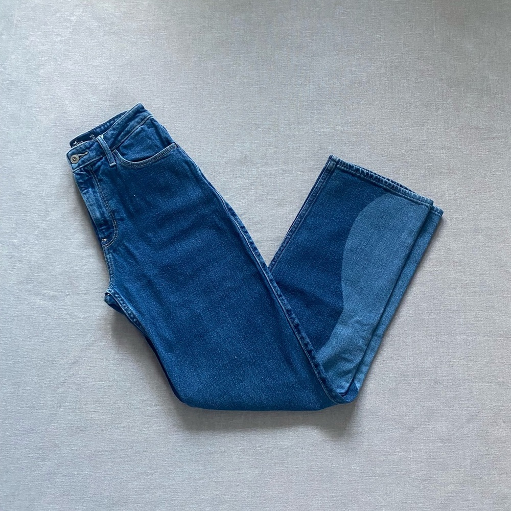 Hollister high rise wave panel two tone thick denim blue jeans size 0